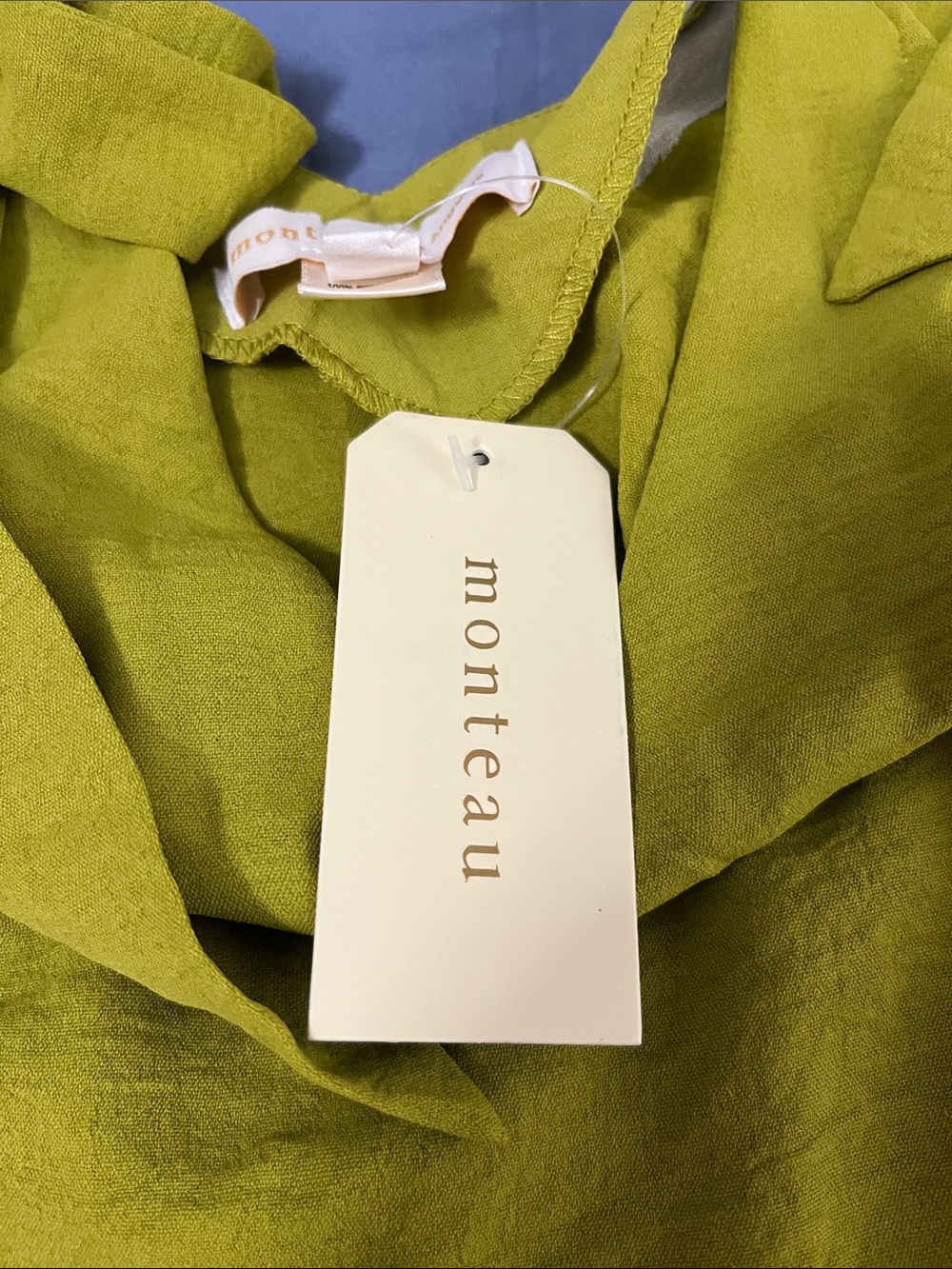 Monteau Lime Tie-Shoulder V-Neck Mini Dress - Picture 6 of 6
